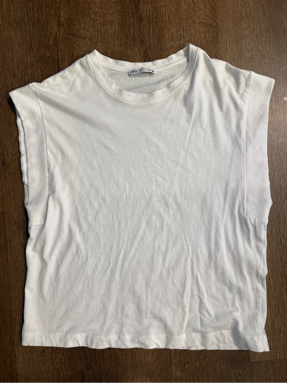 Zara White Cap-Sleeve Muscle Tee